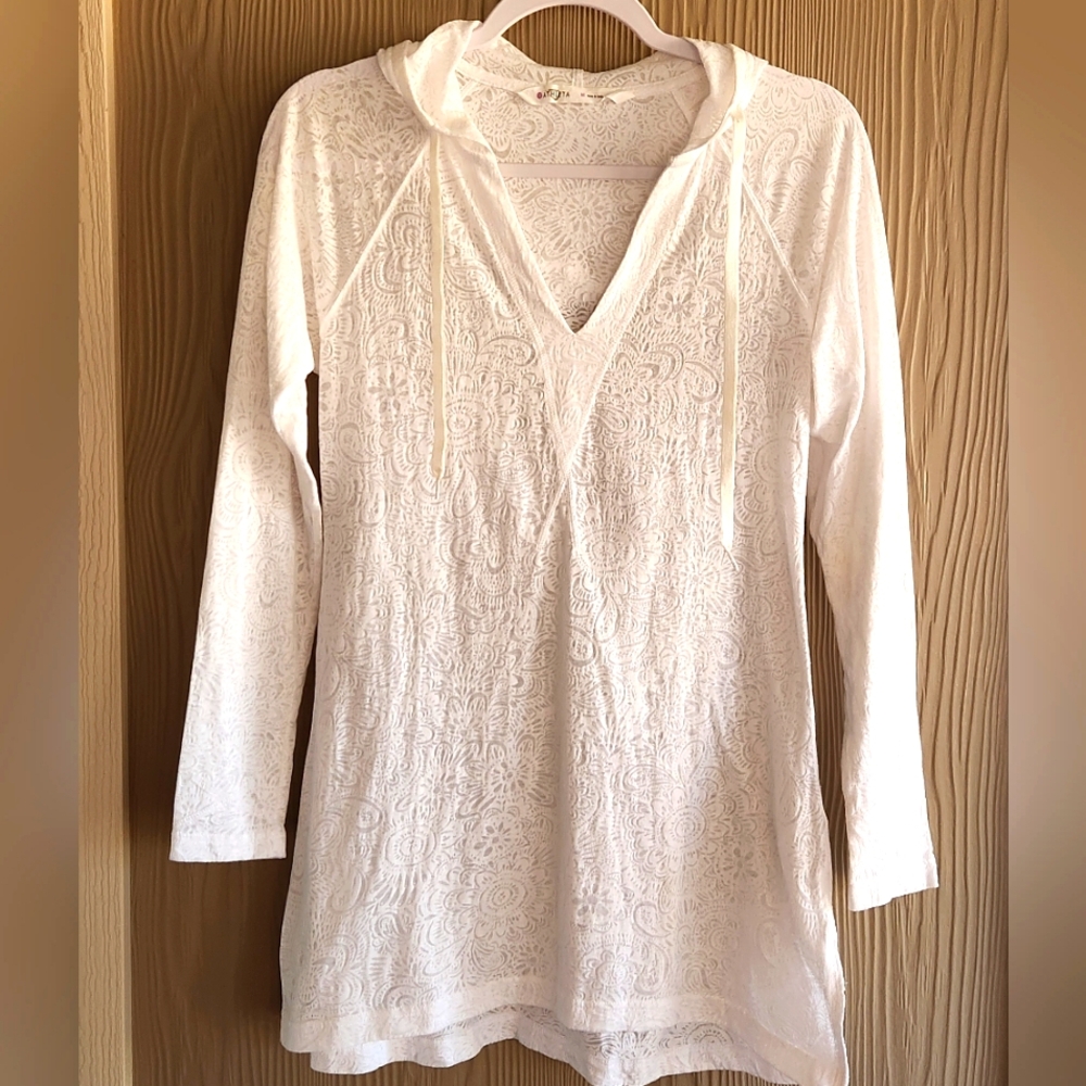 Athleta White Lace Hoodie Top